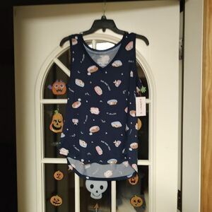 New JoySpun Dreamy Soft  Navy Blue Dog Gone Tired Tank Shorts Pajamas Women's L